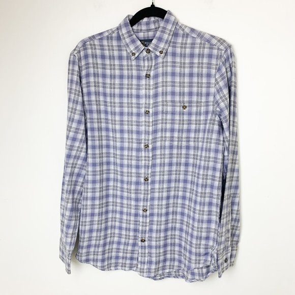 Wallin & Bros Grey plaid long sleeve button up shirt small - Picture 2 of 6